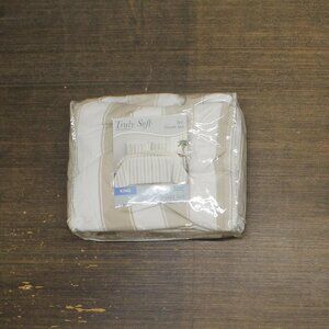 NEW Truly Soft Aiden Stripe Duvet Set Polyester 3-Piece Beige Brown Stripe King